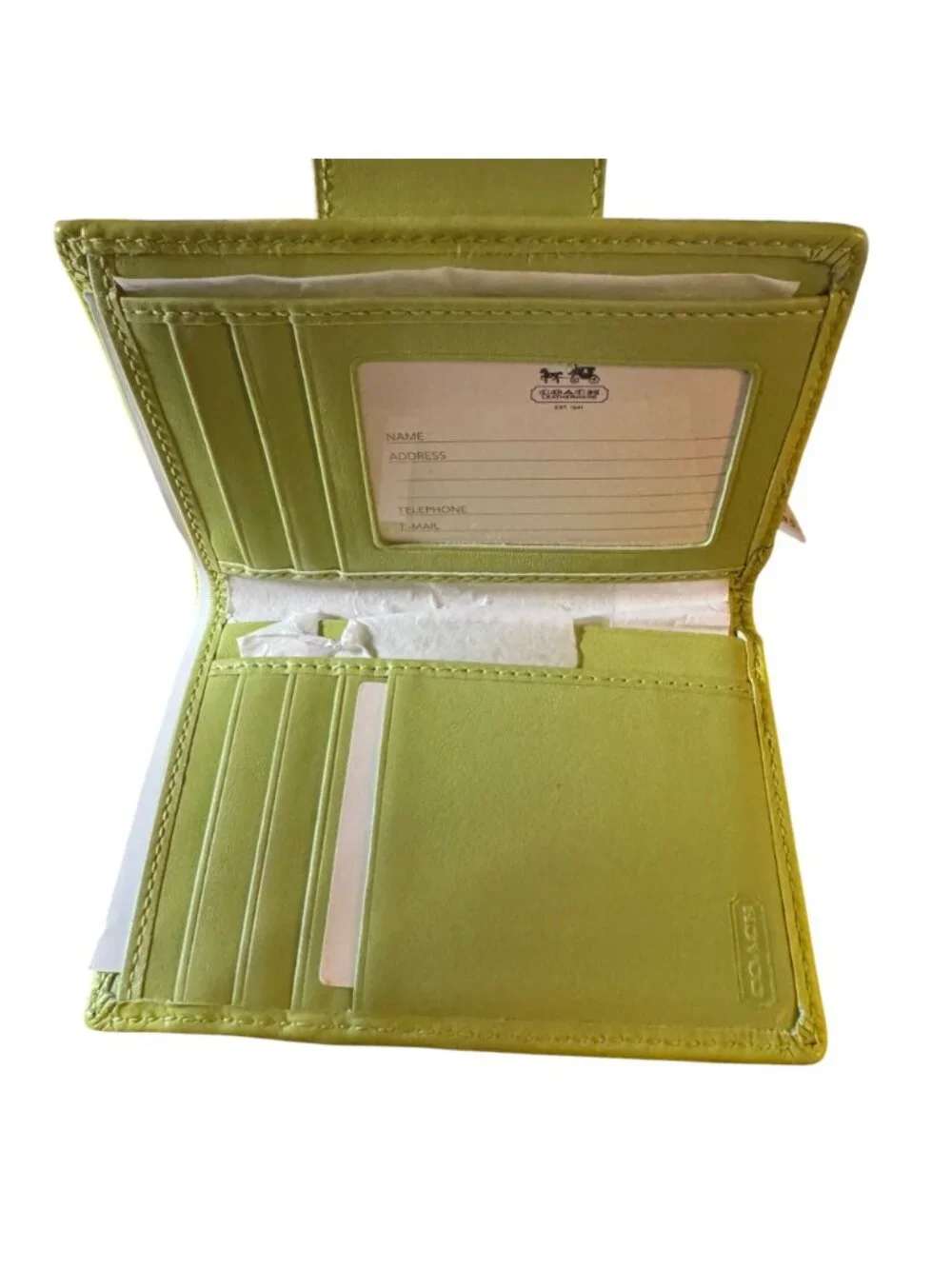 Coach Penelope Y2K Signature Lime Green Bi-fold Wallet- Rare - NWT - Picture 2 of 9